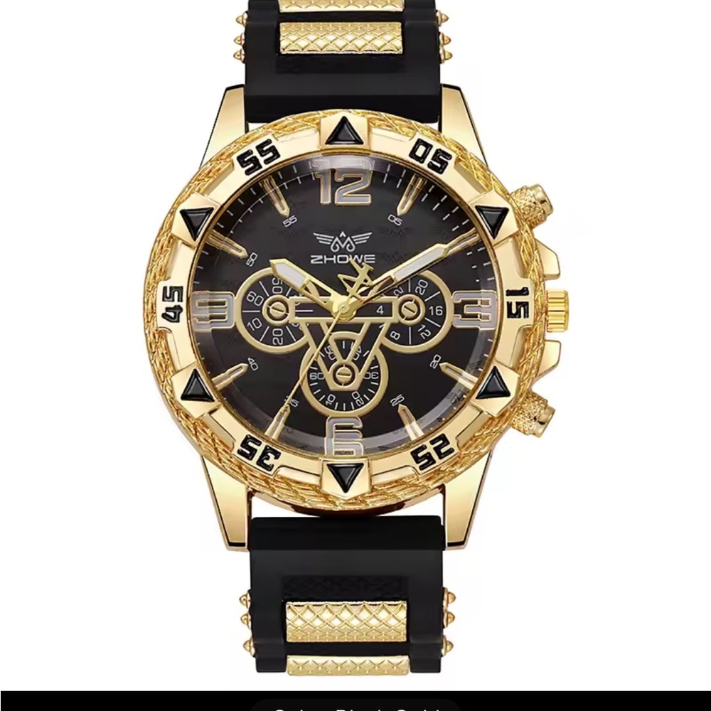 Gold and Black Chronograph Watch